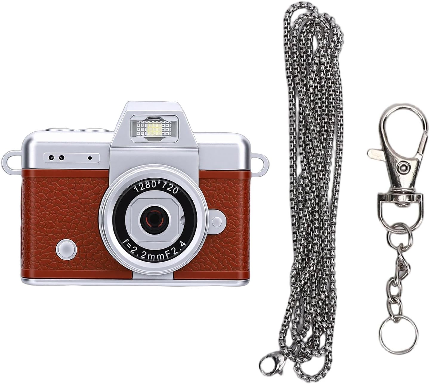 Yoidesu Digital Camera Keychain, 720P Portable Camera with 1.47 Flip Screen, Small for Kids Students Travel Vlog with LED Fill Light (Brown)