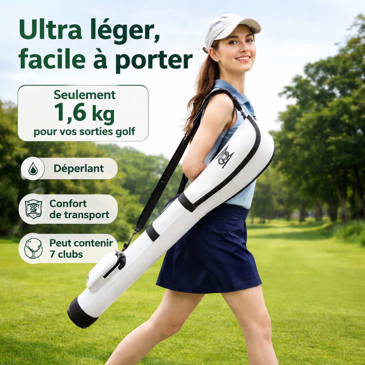 harayaa Damen Golf Tasche mit Hauptfach Reißverschluss Schultergurt Tragegriff Seitenfach Und Funktionalem Boden aus Mikrofasermaterial für Golfturniere Reisen Outdoor-aktivitäten, Weiß-black
