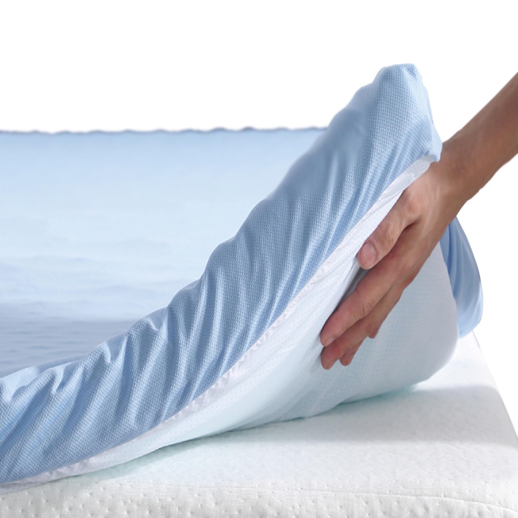 Roost Sleep Cool Cloud 3 Inch Gel Memory Foam Queen Mattress Topper – Cooling Bed Topper for Back Pain and Pressure Relief, Removable Washable Cover, Ventilated Design, Fits Queen Beds