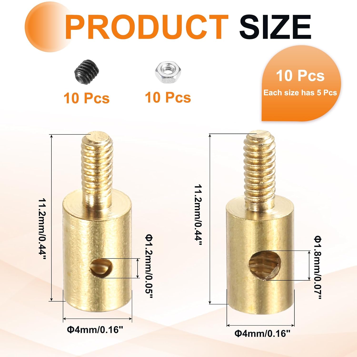 MECCANIXITY Linkage Stoppers Connecting Servo Arm, Push Rod with Nut and Screw for RC Airplane, D4x1.2mm D4x1.8mm 10 Pcs
