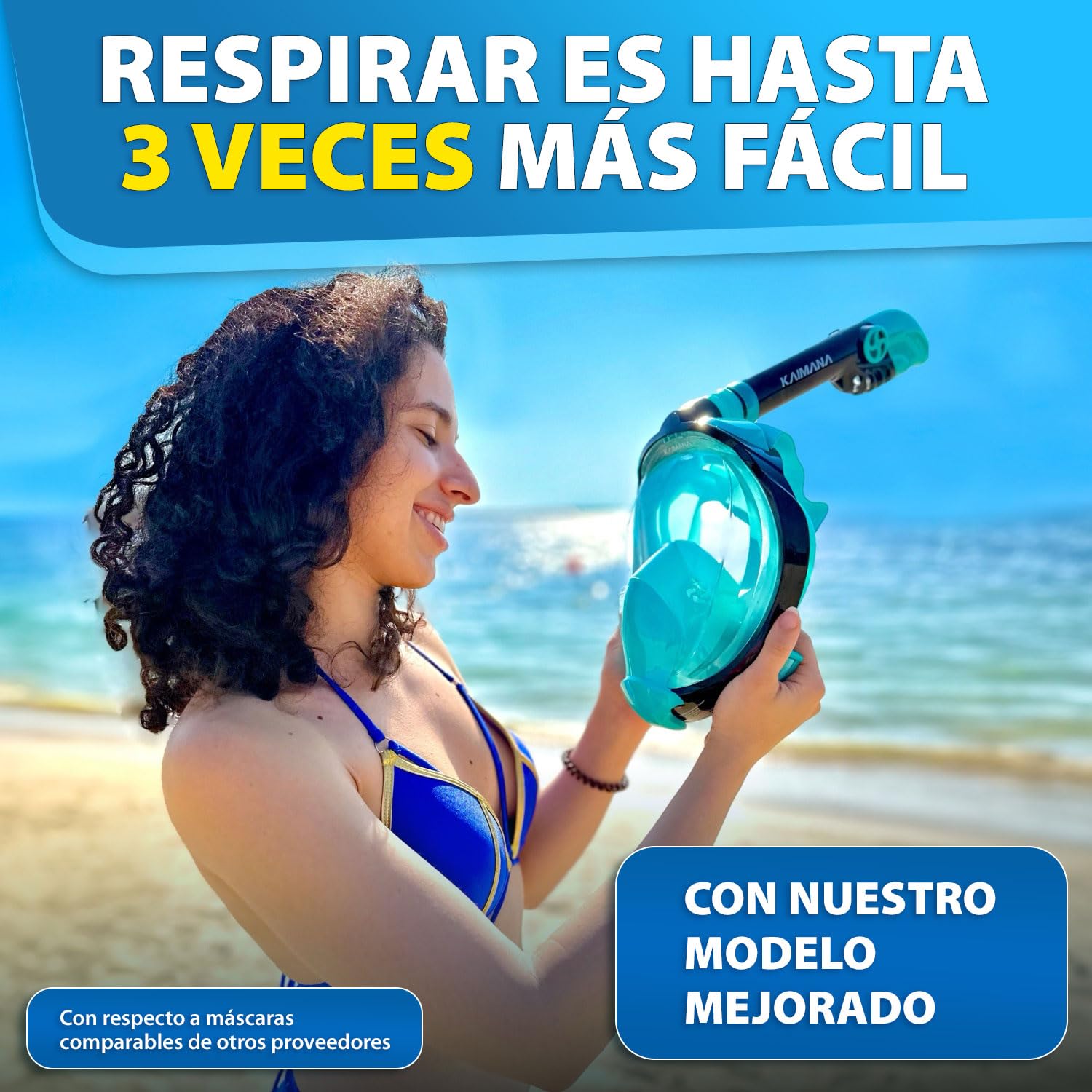 La galardonada máscara de Buceo KAIMANA® para Adultos y niños —Totalmente Apta para CO₂— Incluye un Estuche de Transporte — para Adultos— máscara de Buceo Integral
