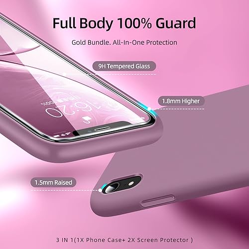 Miniatura 2 de Dssairo Funda 3 en 1 para iPhone XR, con 2 protectores de pantalla, funda delgada de silicona líquida a prueba de golpes para teléfono de 6.1