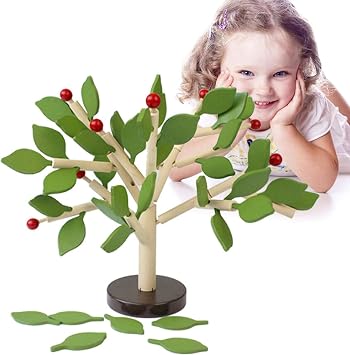 Early Childhood Building Blocks Wooden Assembling Tree Combination Boys and Girls DIY Disassembly Puzzles Educational Toys Home Office Decoration Green-3 Yrs+