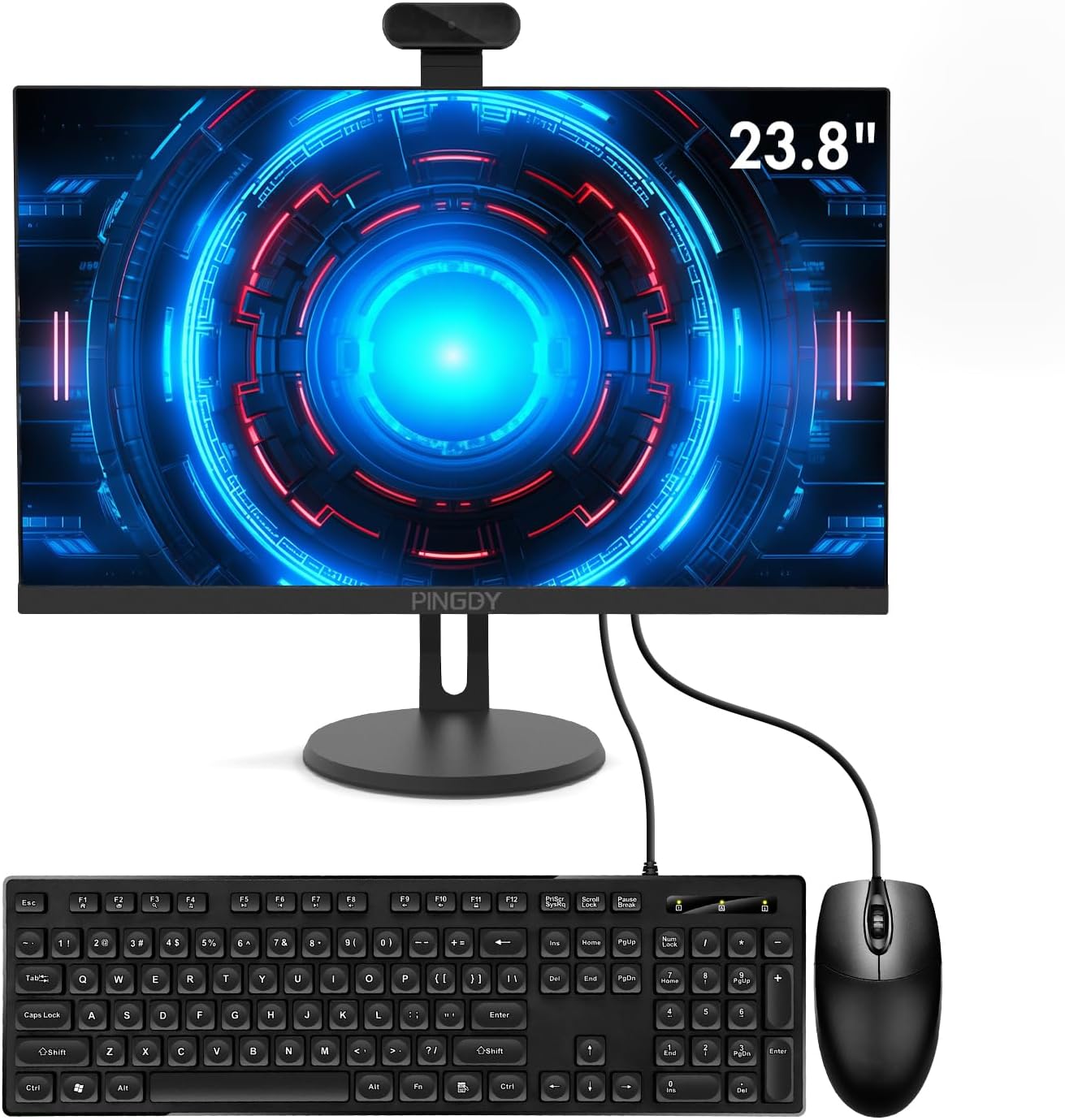 24" All-in-One Desktop Computer, i7 Quad-Core 11, 16GB RAM, 512GB SSD, Wired Keyboard& Mouse, RGB Speaker and Webcam, (i7/16G/512G) (Black)