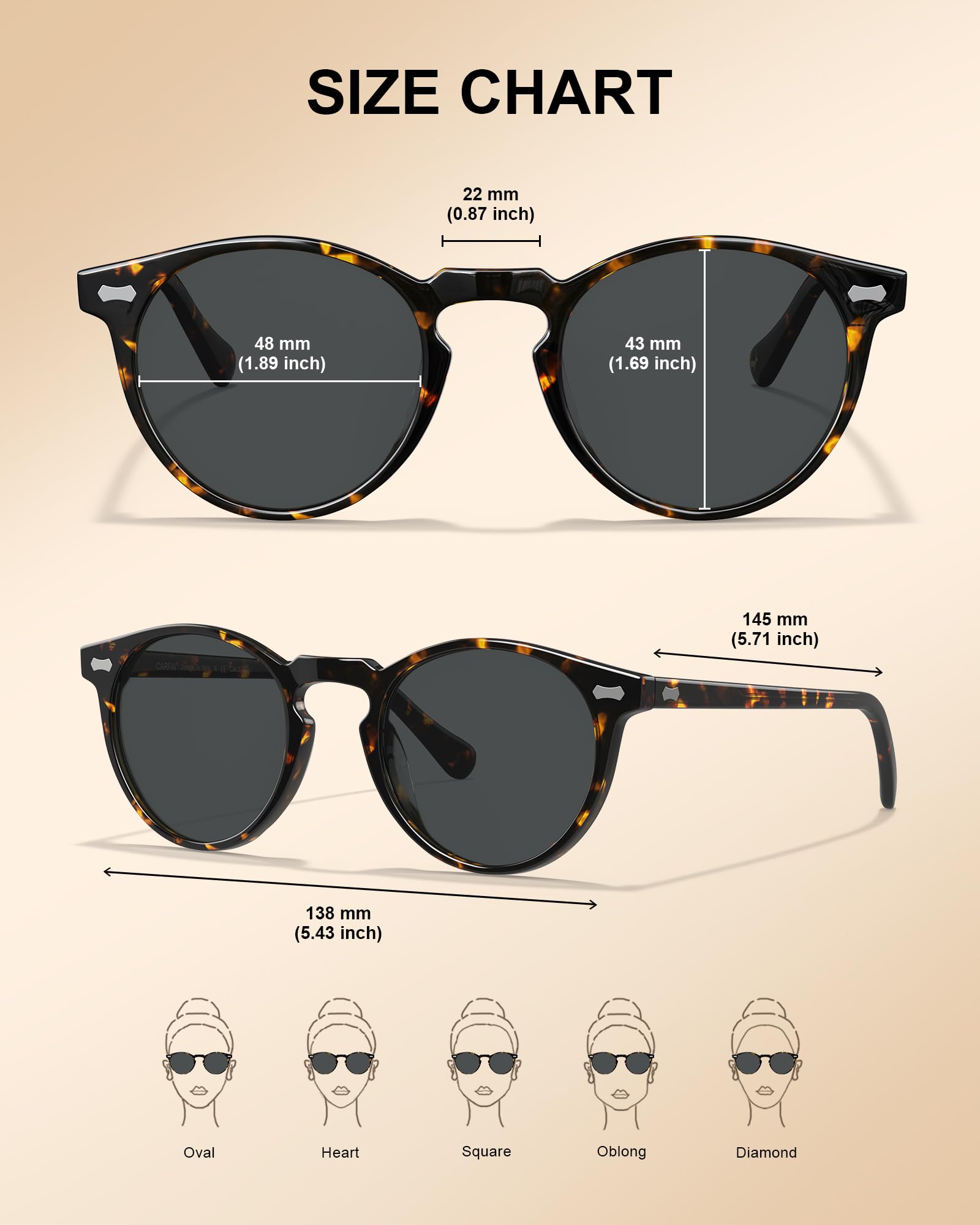 Carfia Lunettes de Soleil Femme Polarisées Mode Rétro Vintage la Protection UV 400 pour Conduire Voyager