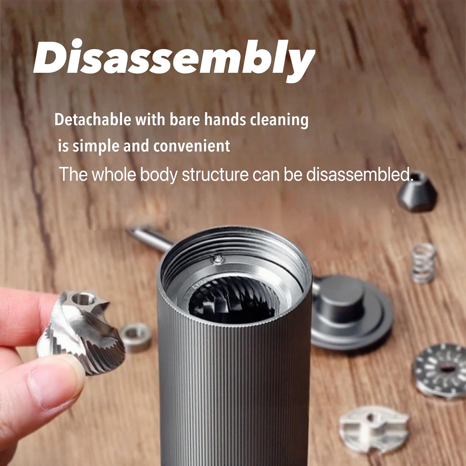 Manual Coffee Grinder Capacity 30g with CNC Stainless Steel Conical Burr for Hand Grinder Portable Mill Faster Grinding Efficiency Espresso to Coarse Coffee(Grey)