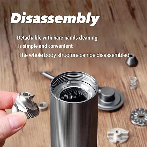 Miniatura 4 de Molinillo de café manual, capacidad de 1.06 oz con fresas cónicas de acero inoxidable CNC para molinillo de mano, molino portátil, eficiencia de