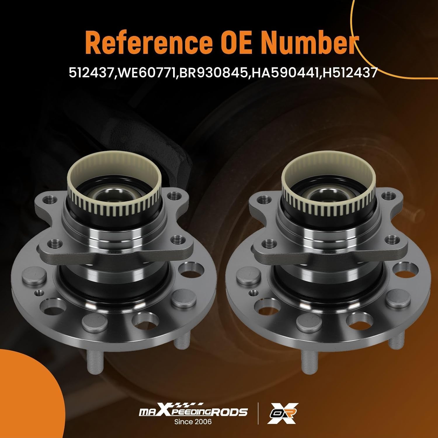 maXpeedingrods 2PCS 512437 Rear Wheel Bearing and Hub Assembly for Hyundai Azera Sonata Tucson 2010-2017, for Kia Cadenza Optima Rondo Sportage 2008-2016, 4 Lug