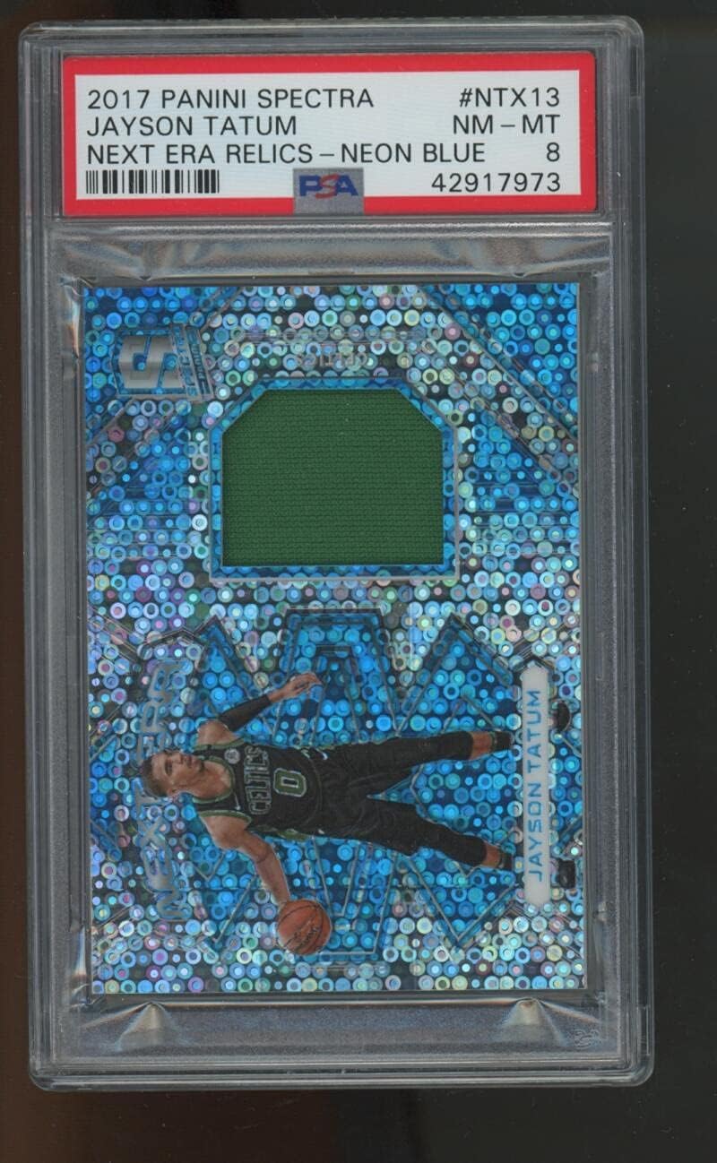 2017 Jayson Tatum Panini Spectra Next Era Relics Neon Blue Boston Celtics ROOKIE RC MINT PSA 8 Graded NBA Basketball Card