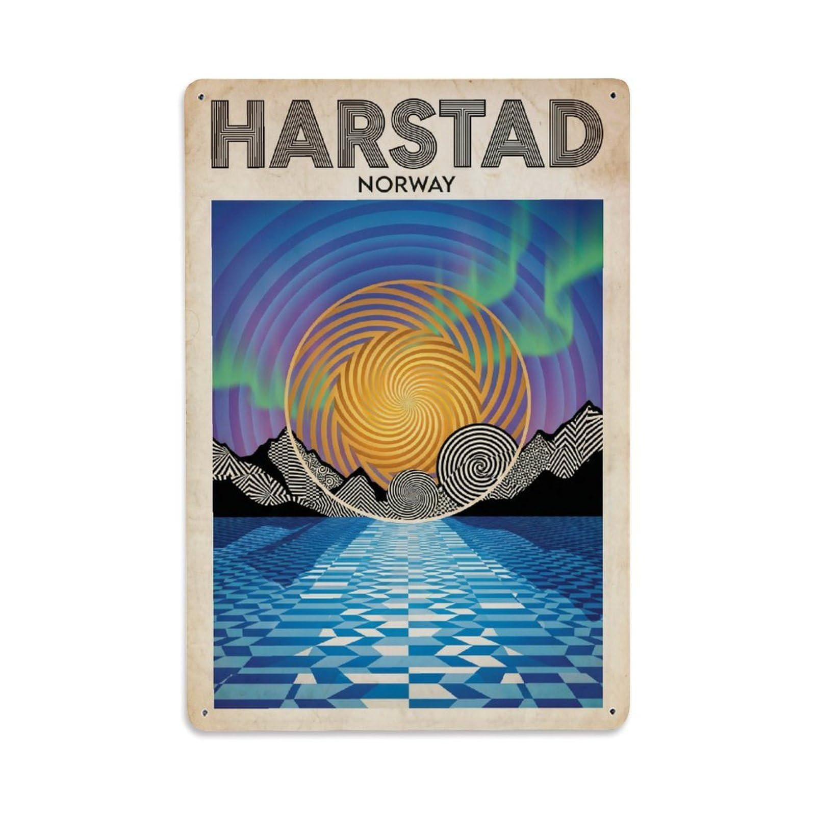 Metal Tin Sign Norway Harstad Vintage Travel