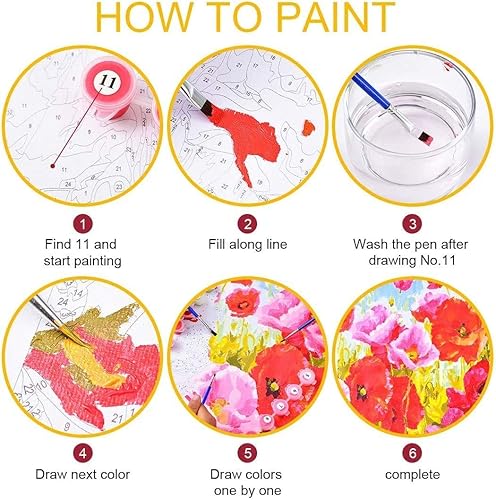 Miniatura 4 de Pintura por números para adultos, niños, principiantes, kit de pintura al óleo con marco de madera de 12 x 16 pulgadas, perro colorido con tapa