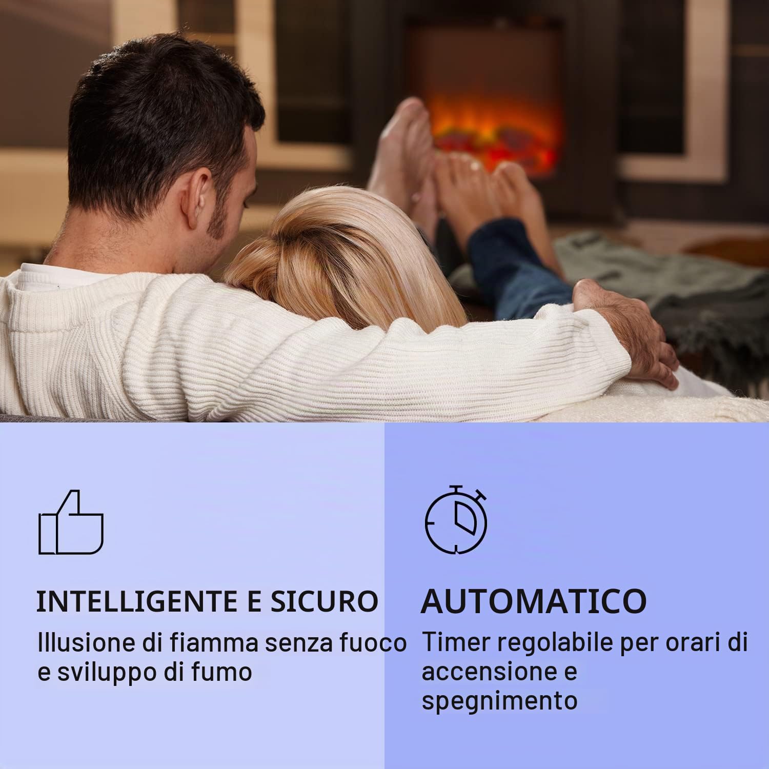 Klarstein Elbrus - Camino Elettrico, Caminetto con 2000 W, Tecnologia LED, Camino Finto con Telecomando, Nero
