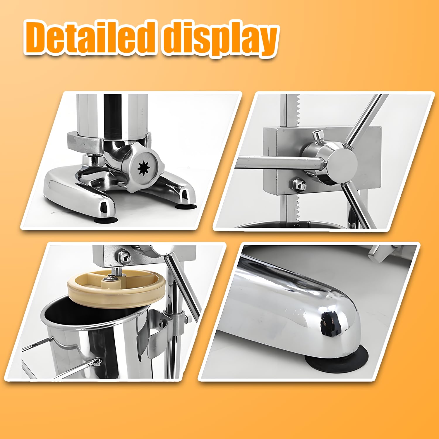 Churrera Manual - 5 Moldes, Acero Inoxidable de Grado Alimenticio y Cubeta Desmontable, Capacidad de 2L/3L para Restaurantes, Panaderías y Preparación de Snacks en Casa 2L