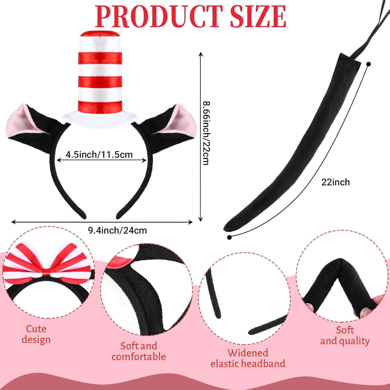 6 Pcs Cat Costume Include Headband Tail Tutu Skirt Bow Tail Gloves Socks for Women Girls Halloween Dress Up - Image 3