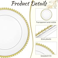 Vista 3 de Dandat 100 platos de carga redondos transparentes de 13 pulgadas de plástico para cena, platos de servicio decorativos con borde de cuentas