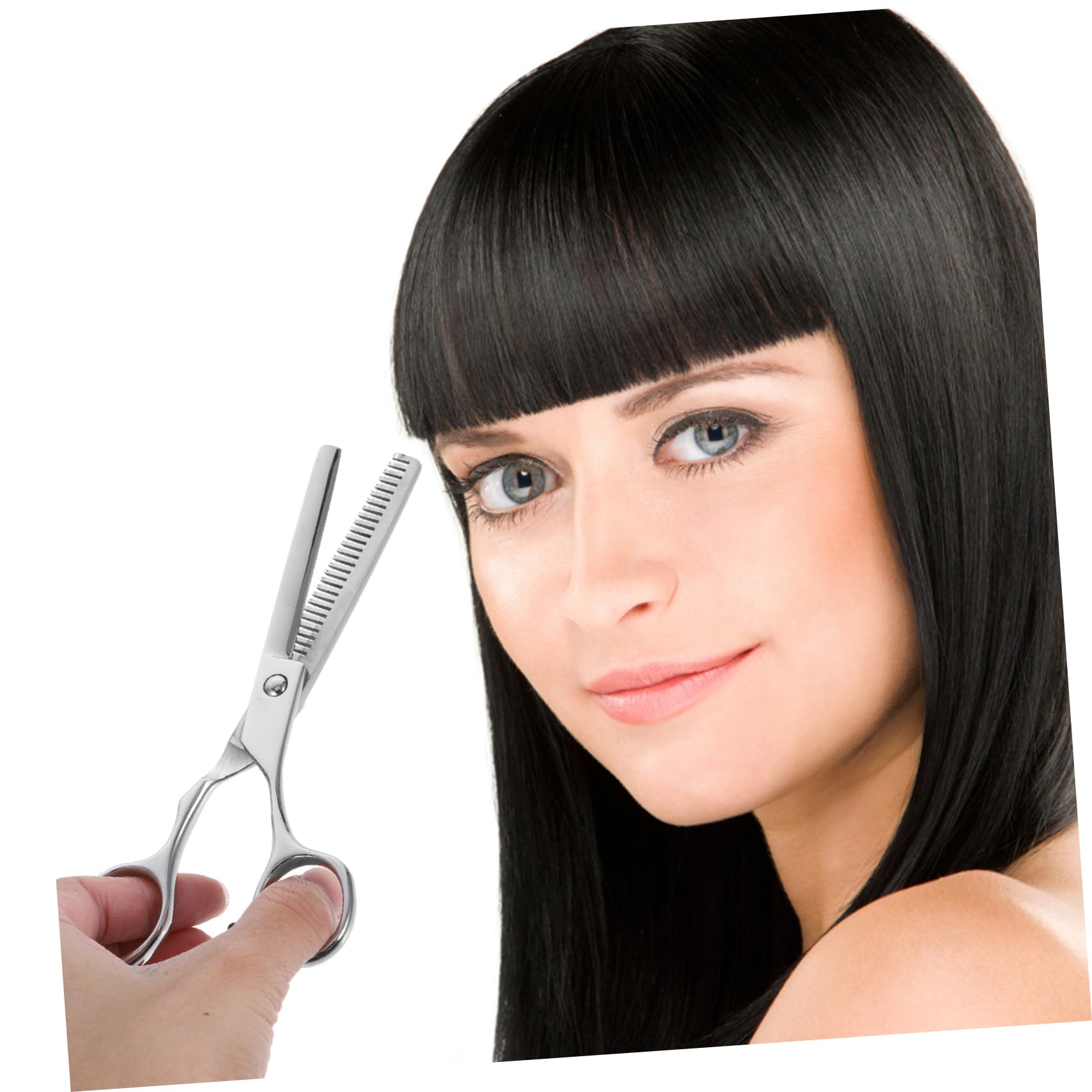 PLAFOPE Tijeras de Peluquería para Cortar Pelo, Metal Plata, Dentado 10%, Uso Doméstico y Salón, No se Atascan Oxidan