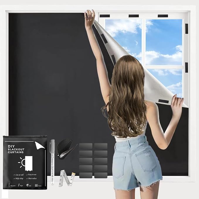 DAILIENFUS Blackout Blind with Micro Suction Cups for Ultimate Portability