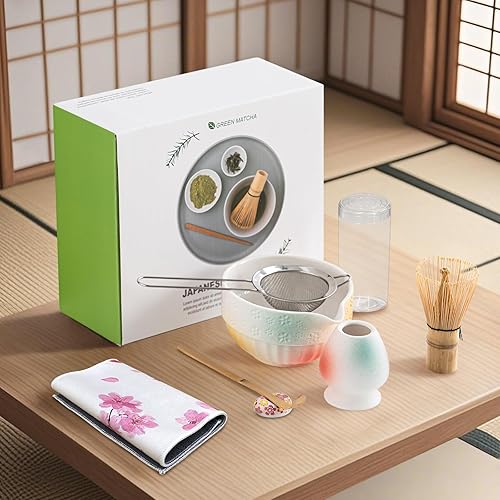 Miniatura 6 de Juego de batidor de matcha, juego de matcha incluye cuenco de matcha (17.9 fl oz), batidor y soporte de matcha, cuchara de bambú, soporte para