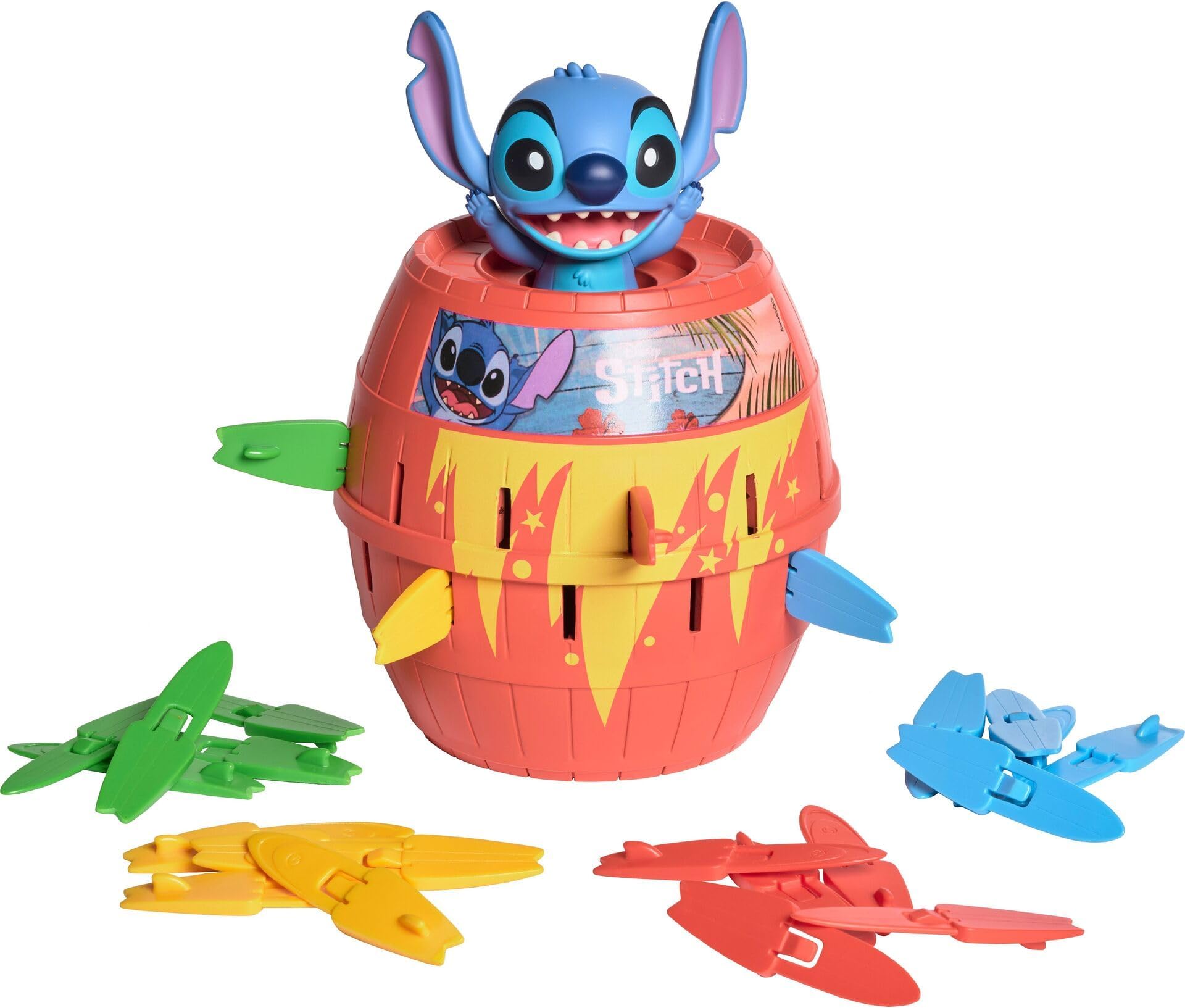 TOMY Disney Pop Up Stitch Aktionsspiel, Lustiges Familien und Kinderspiel, Geschicklichkeitsspiel geeignet für Vorschulkinder, für Jungen, Mädchen und Erwachsene, Gesellschaftsspiel - ab 4 Jahren