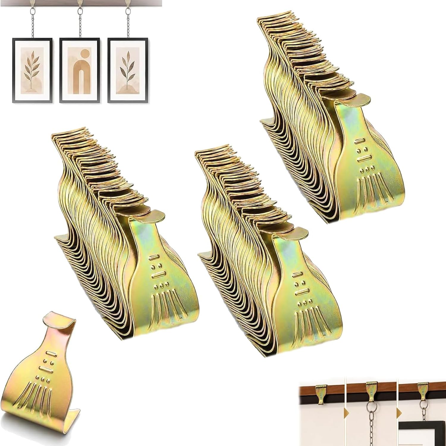 LIFECOSM 20pcs Metal Rail Molding Hanging Hooks