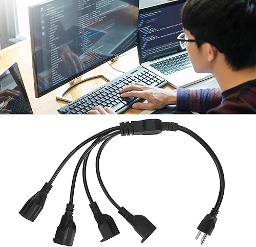 Miniatura 6 de Cable de enchufe divisor de alimentación, cable de alimentación de 3 clavijas de 1 a 4, cable de alimentación de 16 AWG a 18 AWG, cable adaptador de