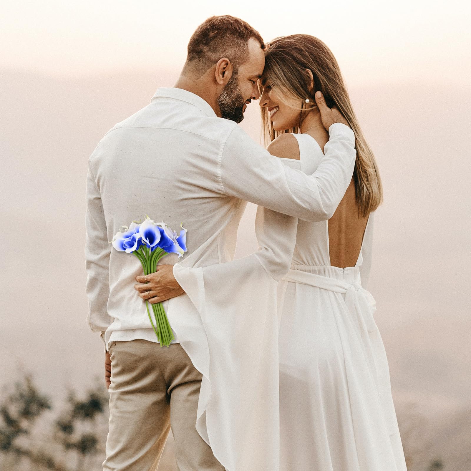 Healeved 20 Pezzi Fiori Artificiali Mini Calla Decorativi e Blu per Bouquet da Sposa, Ornamenti Floreali per Feste, Casa e Ufficio, Fiori Finti Riutilizzabili per Matrimoni