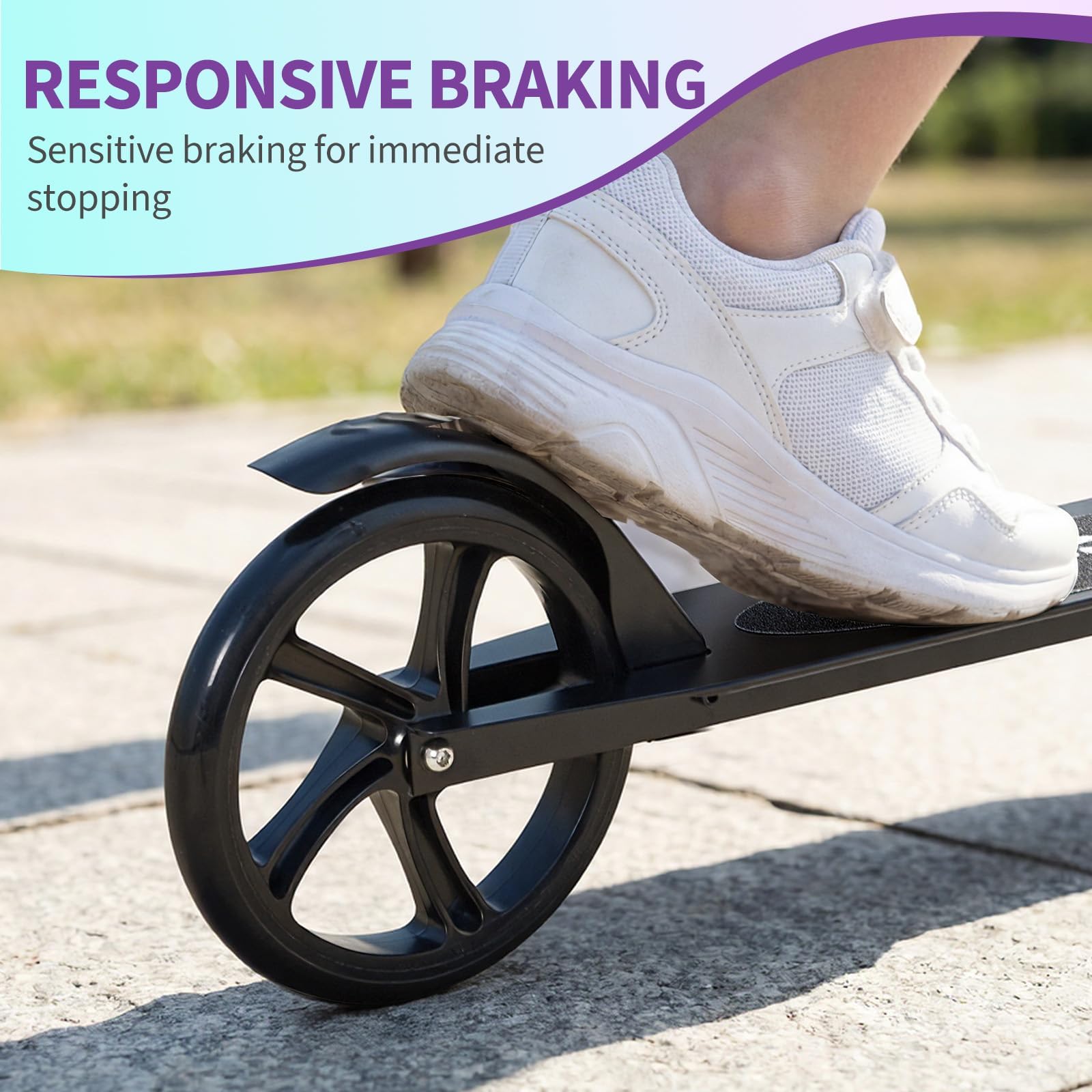 Trottinette pour Les 6 Ans Et Plus, Trottinette Pliable Et Légère avec Grandes Roues De 20 cm pour Enfants, Adolescents Et Adultes, 3 Niveaux Réglables - 3