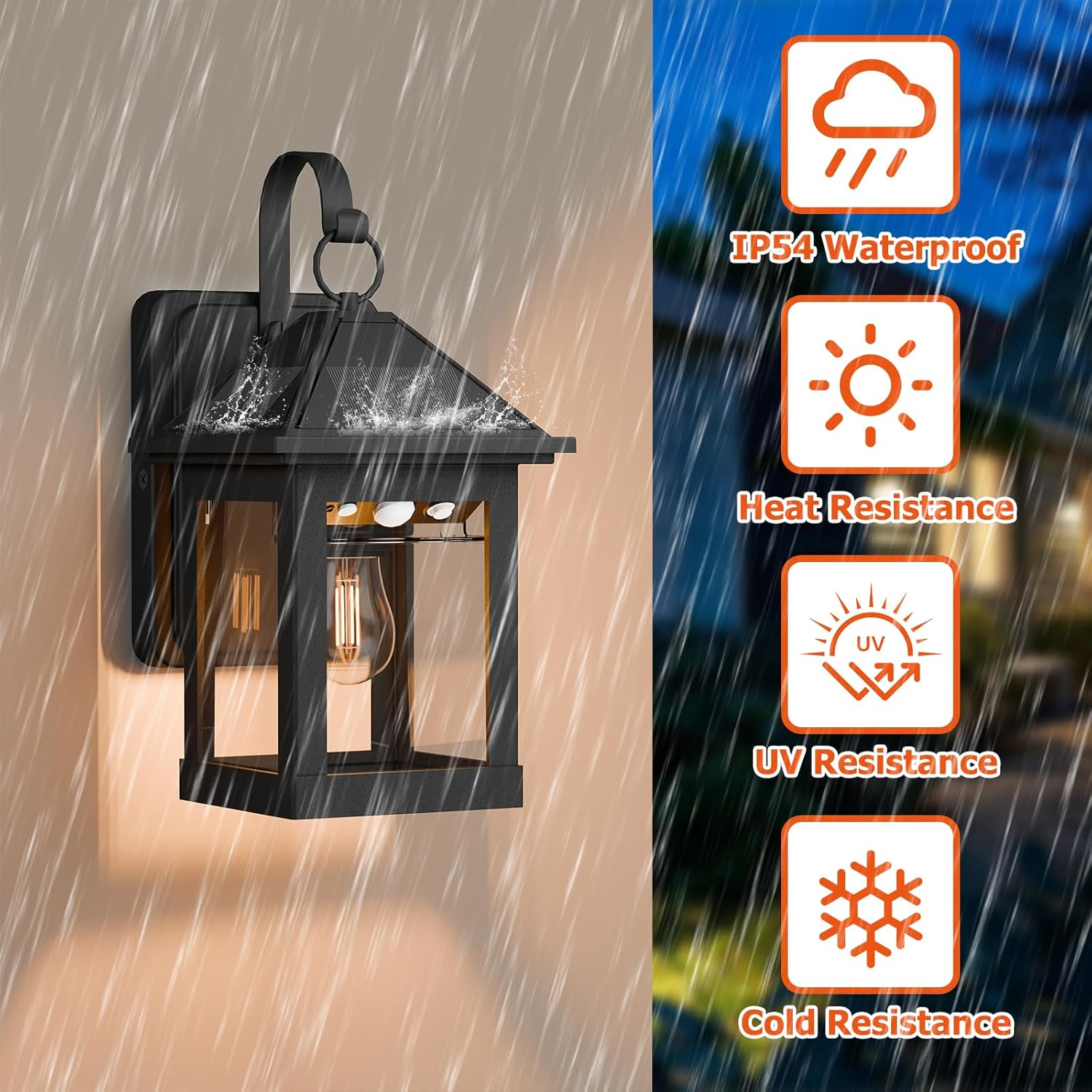 Solar Wall Lanterns Outdoor 2 Pack with E26 Bulb, Dusk to Dawn Motion Sensor 3 Modes Waterproof Porch Wall Lights for Patio, Fence, Garage, Front Door,Entryway