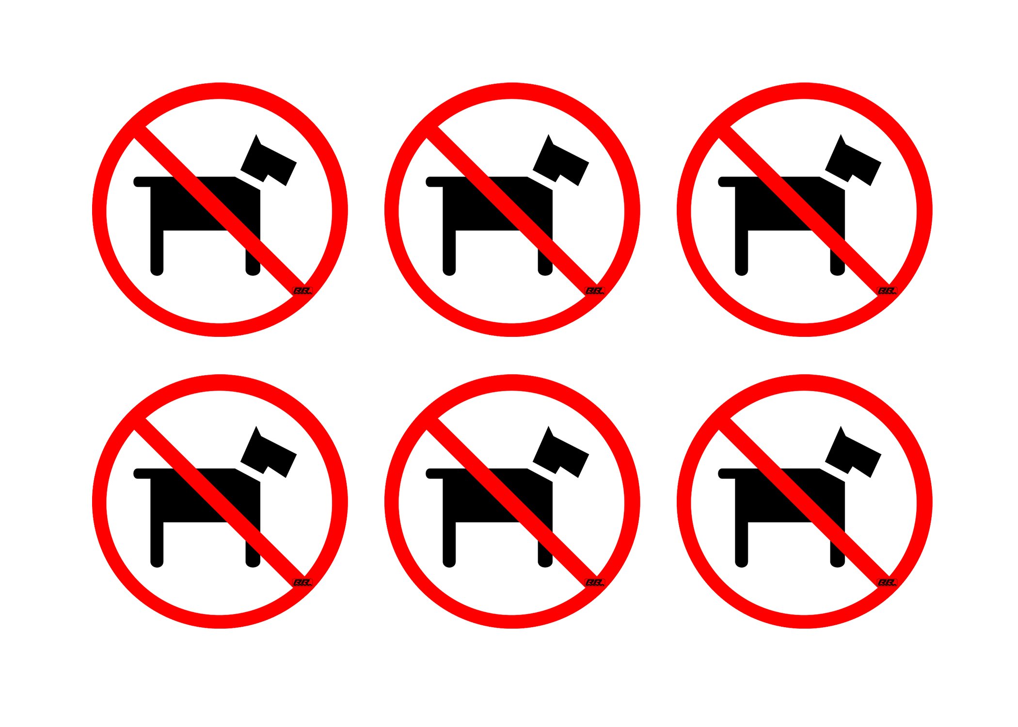 Rogue River Tactical No Pets Dogs Allowed Sticker Sign 3" Pack of 6 Vinyl Decal Indoor Outdoor Window Door Business Retail Store