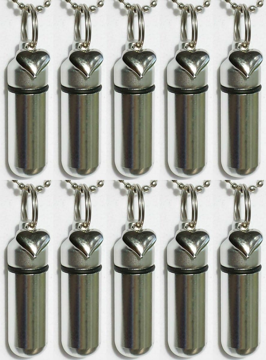 Set of 10 Silver Heart Cremation URN Necklaces with Hong Kong Ubuy