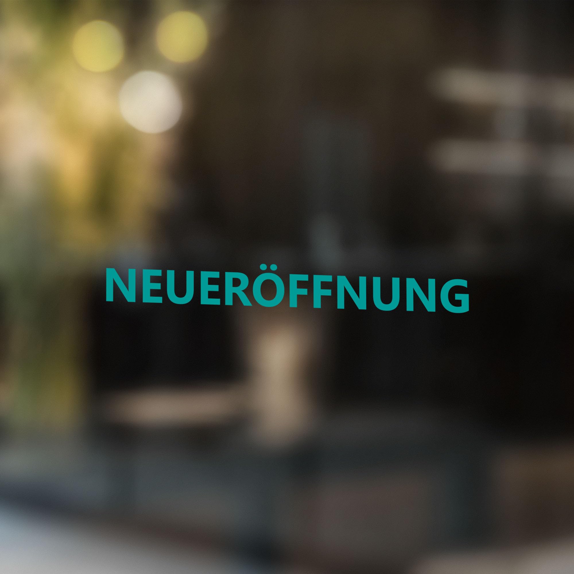 Indigos UG Schaufenster Aufkleber Neueröffnung - Türkis - 120 cm - Fensterfolie Sticker erstellen - Geschäft, Einzelhandel - individuelle Beschriftung