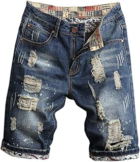 Ripped Straight Distressed Denim Shorts