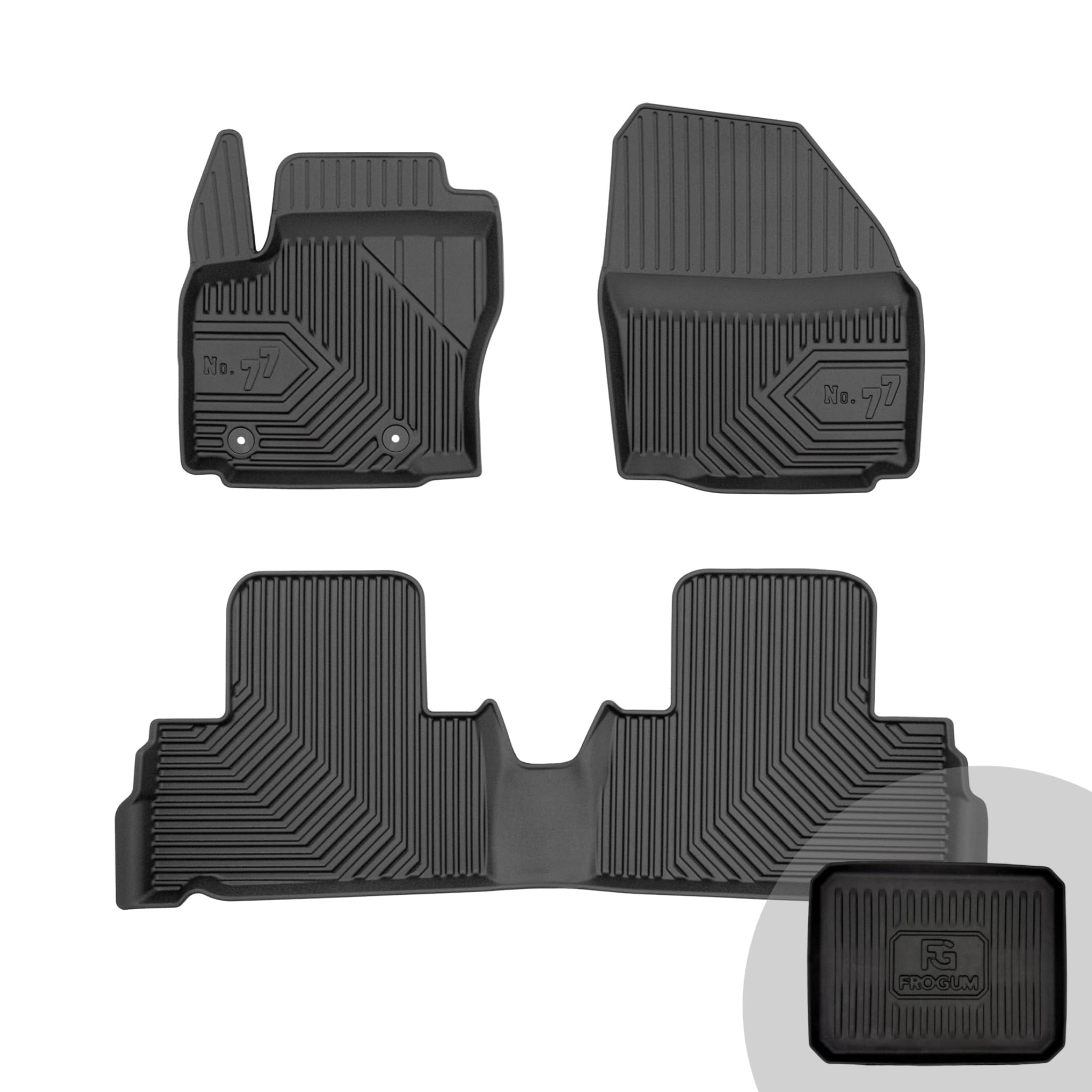 FROGUM No.77 Alfombrillas para Coche Alfombras para Ford S-MAX I 2006-2014 | Borde Alto | para Todo el año | Tamaño