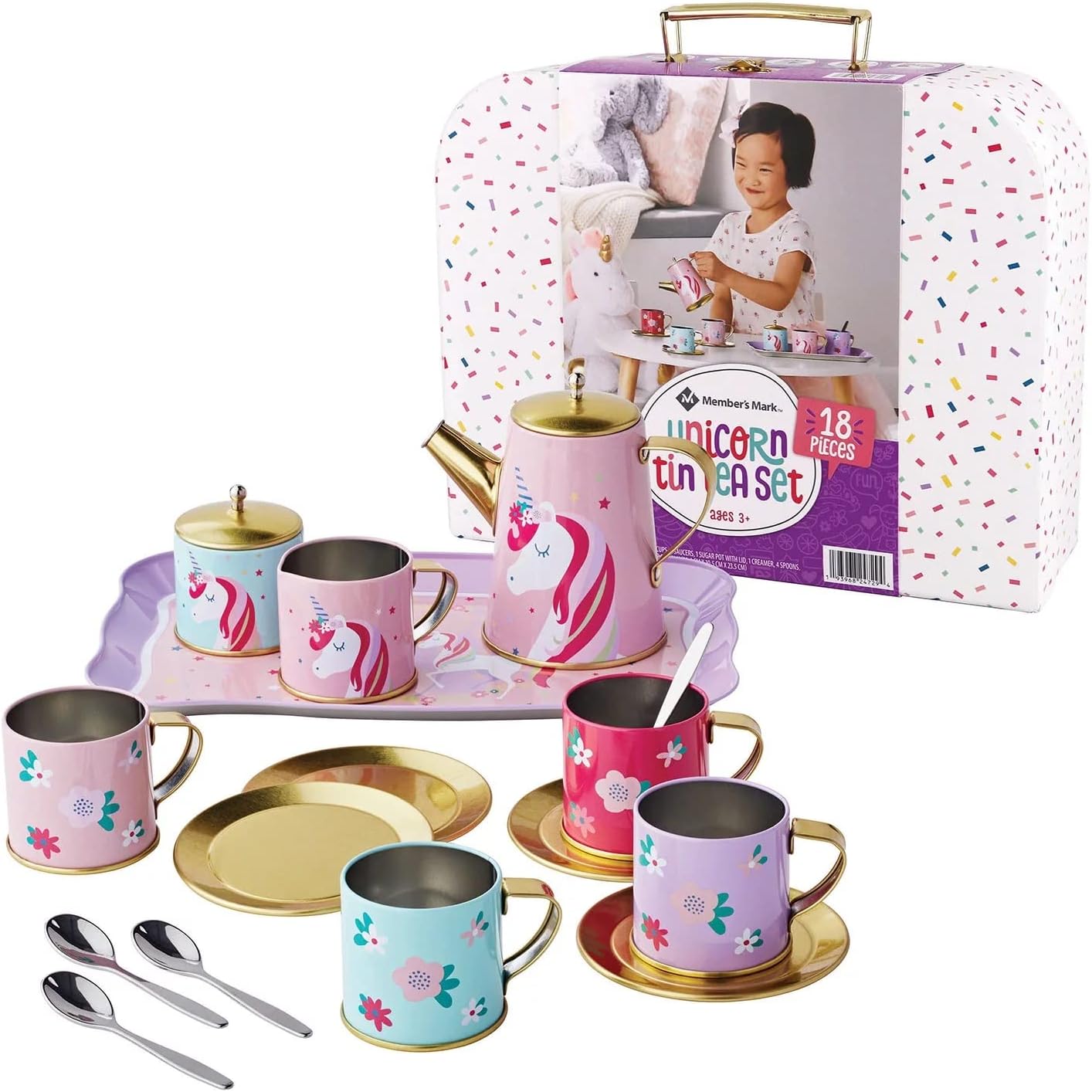 Member's Mark Tin Tea Set - Unicorn
