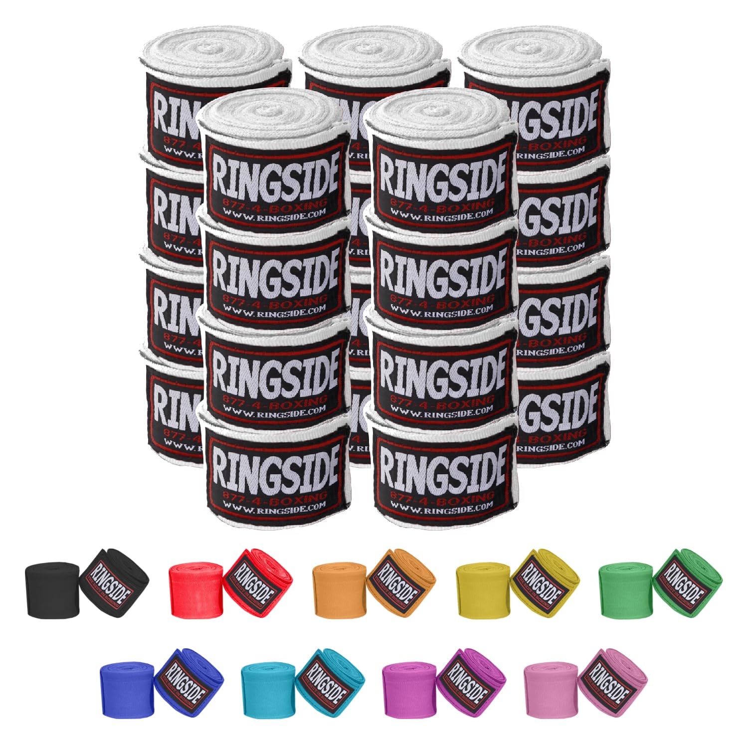 Ringside Mexican Style Boxing Hand Wraps (10 Pairs Pack), White