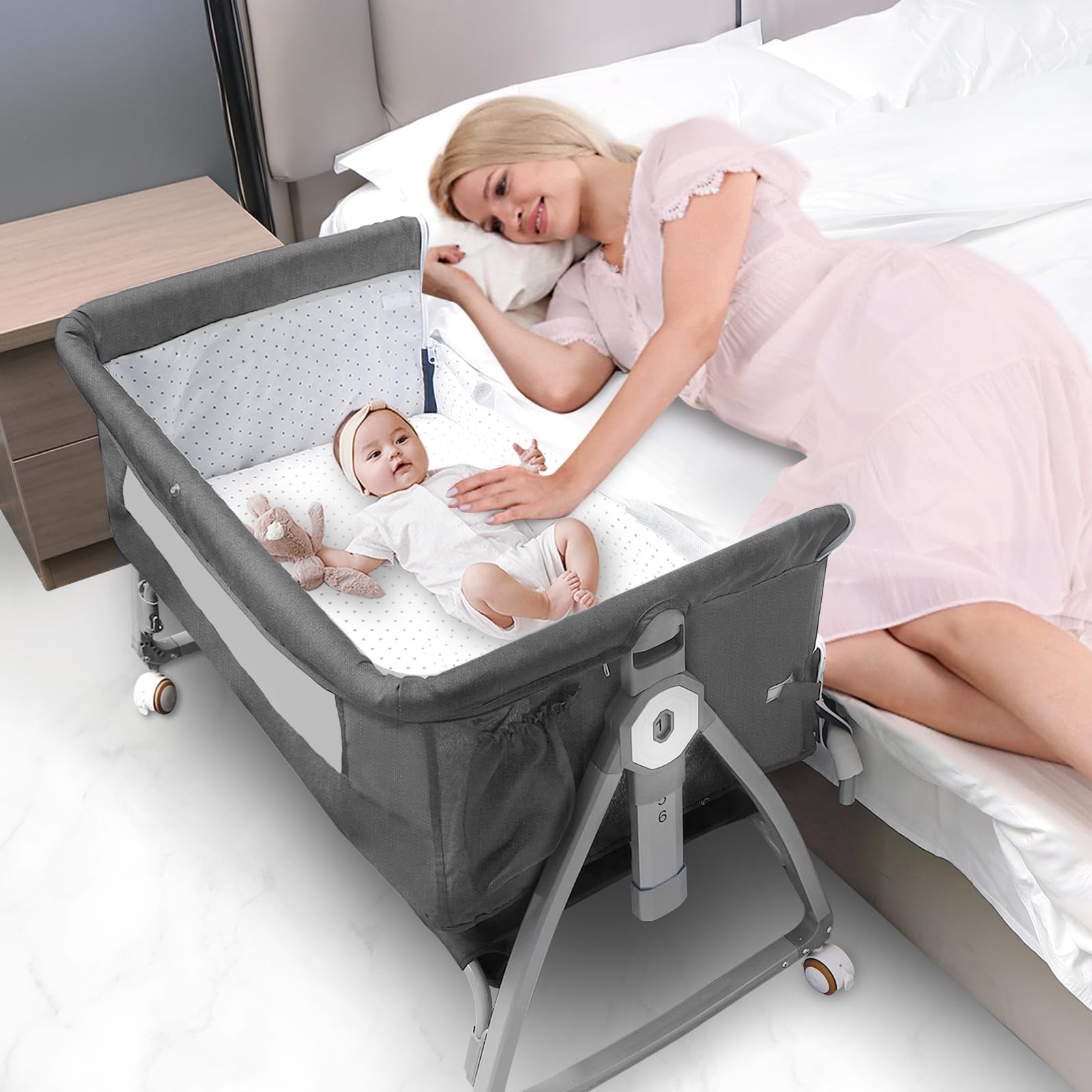 Amazon.co.jp: ベビーベッド 添い寝 折りたたみ 新生児 ベッド