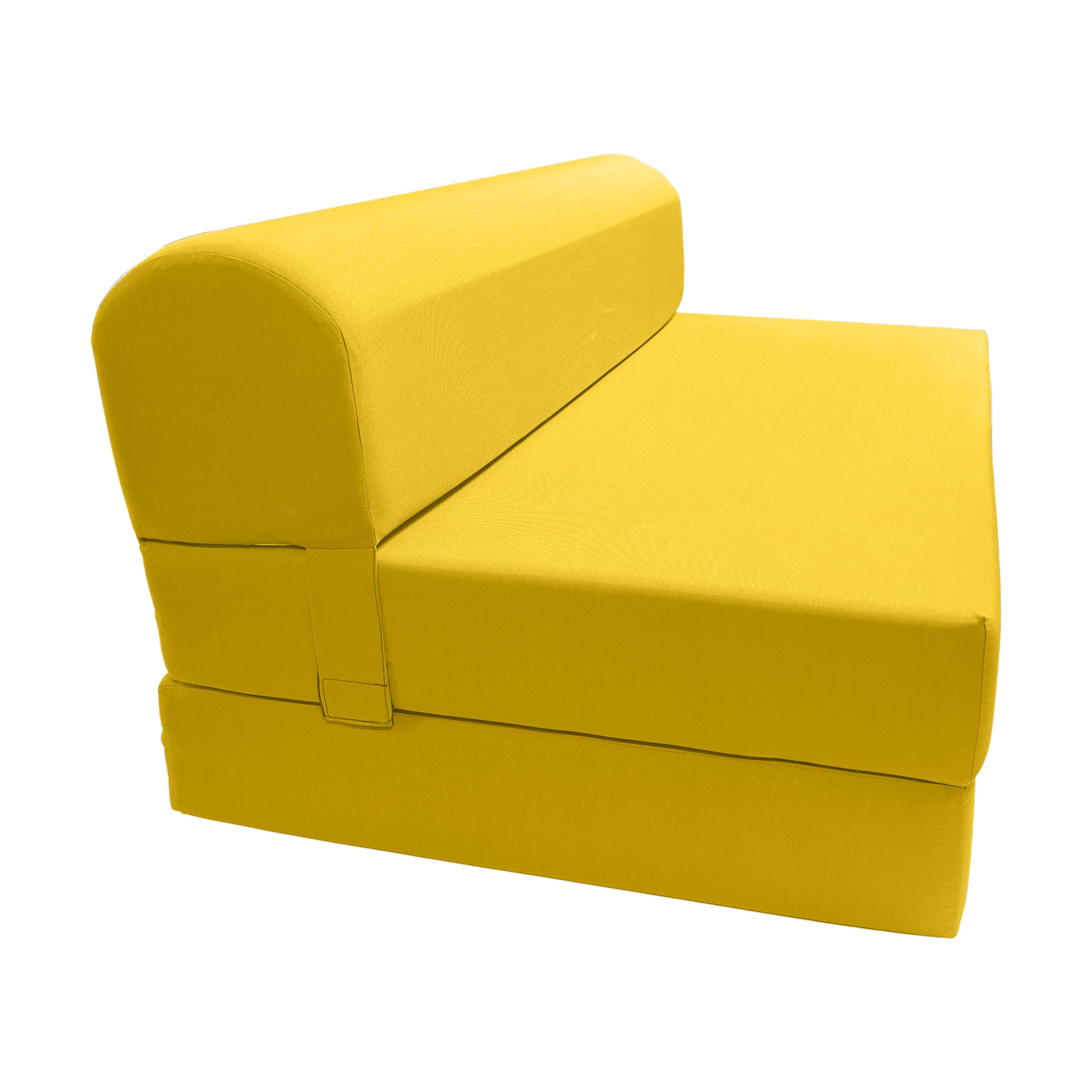 D&amp;D Futon Furniture Sleeper Chair Folding Bed, Studio Sofa Guest Folded Mattress, High Density Foam (72 x 48 x 6, Yellow)