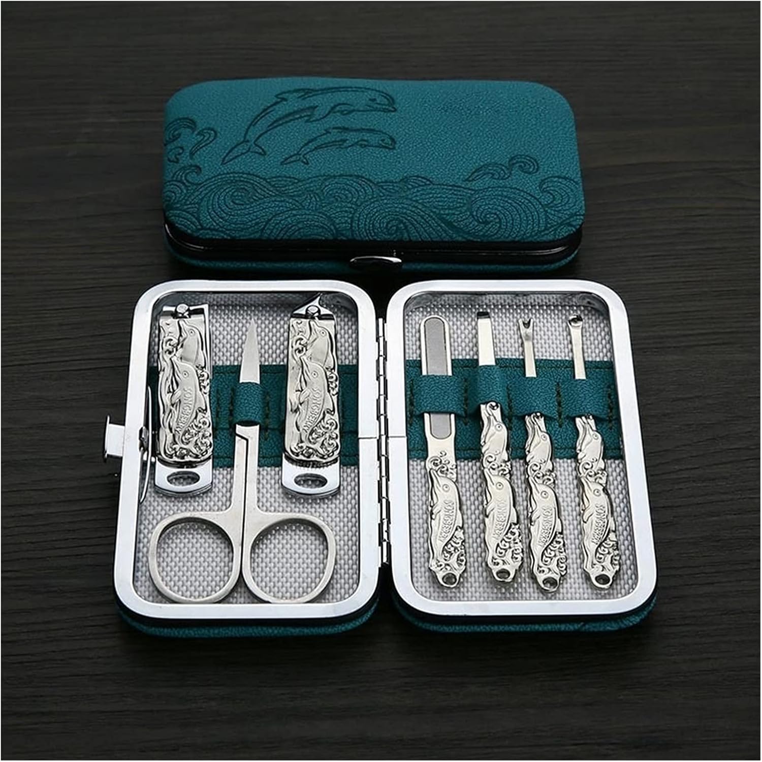 Manicure Set Manicure Pedicure Tools Stainless Steel Blue Dolphin Nail Clipper Care Kit Nail Clippers Pedicure Kit (Color : A)
