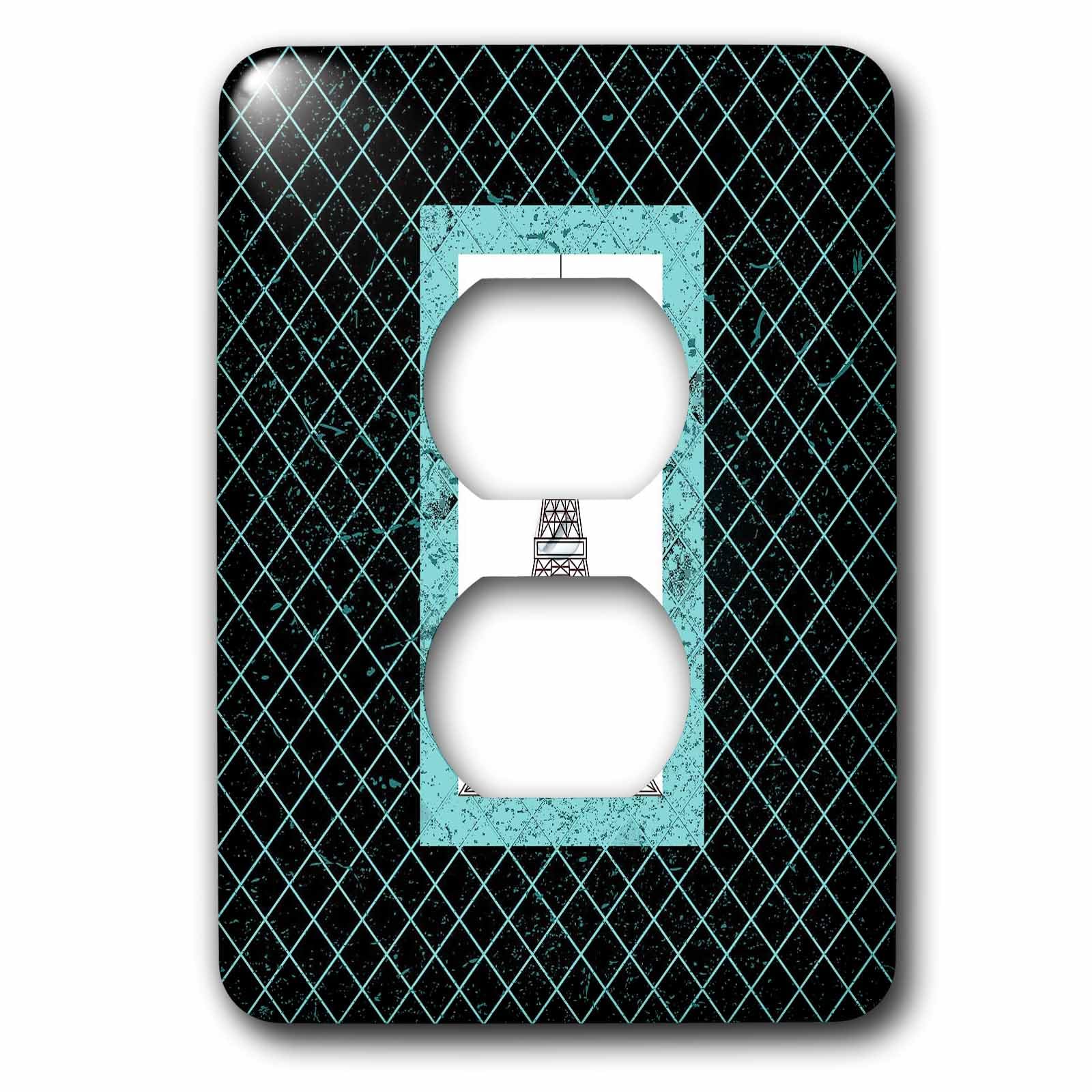 Tour Eiffel Turquoise fond diamant plaque 2 prises au design géométrique