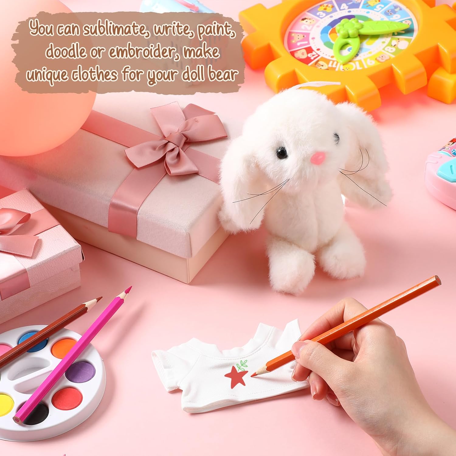 Stuffed Animal Clothes Tshirt Fit 6 Inch Plush Animal Tiny Blank 17cm Stuffed Doll Shirt Accessory Make Your Unique Stuffed Doll Outfit