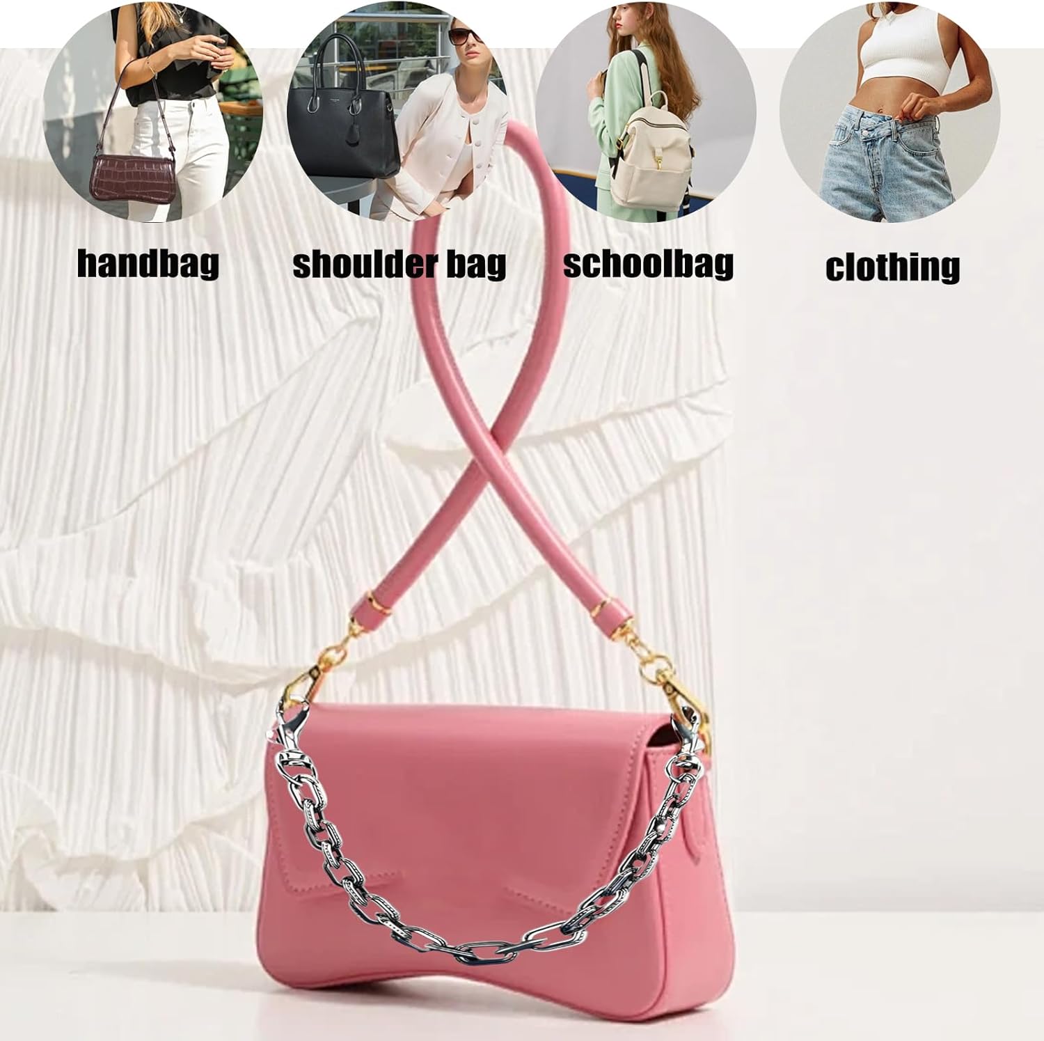 Metal Geometric bag charmsWallet Chain Keychains Purse Handbags Purse Chain Bag Strap Accessories For Women - Image 4