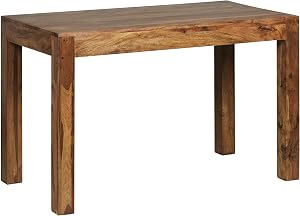 WOHNLING Mesa de Comedor Mesa de Comedor Mesa de Madera de Estilo de Mesa de diseño de Cocina de Madera Maciza Sheesham 120cm país de Color marrón Oscuro