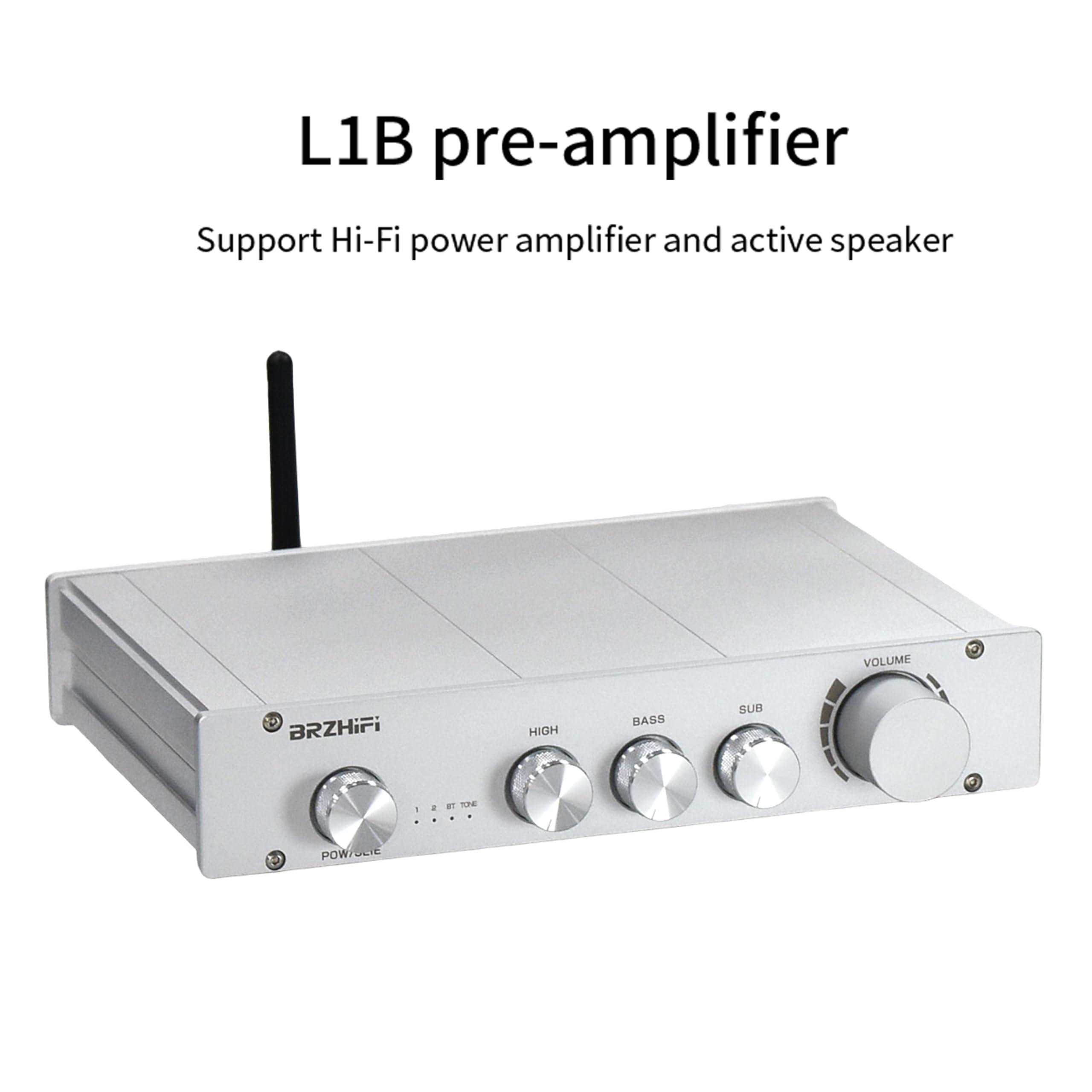 Preamplificatore HIFI Classe A Pura 2.1 Canali Audio Domestico Bluetooth 5.0 PCM5102 Subwoofer Argento