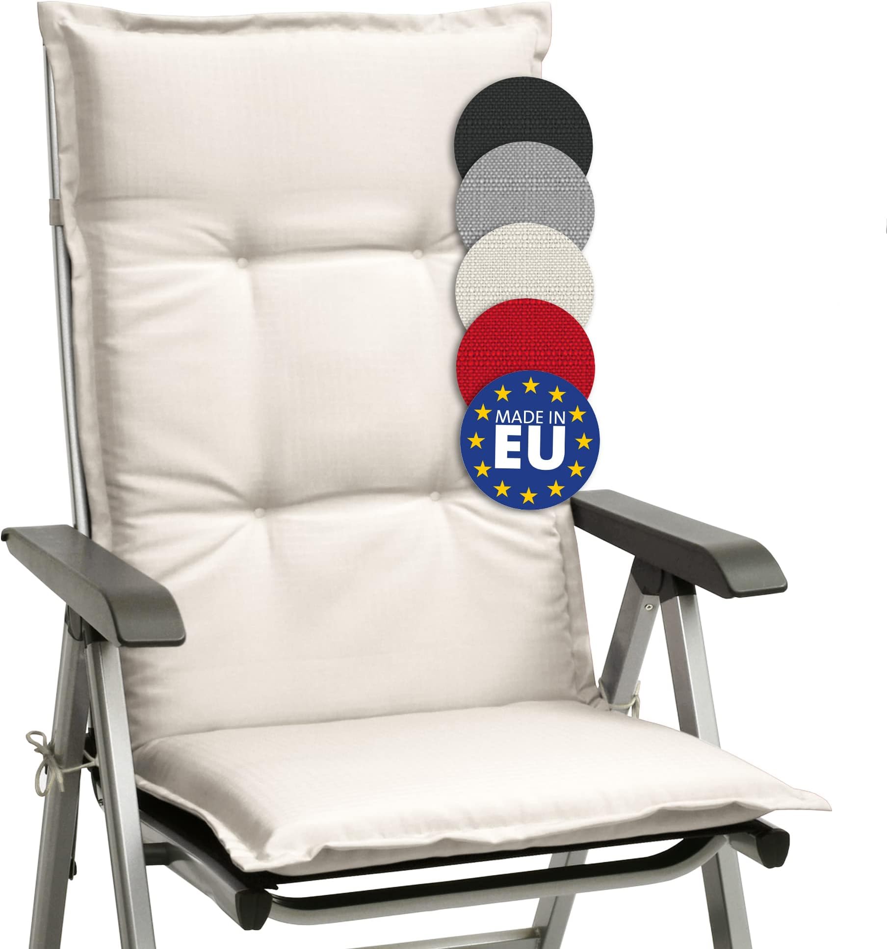 Set 2 Cuscini Per Sdraio E Sedia Da Giardino - Grigio Grafite, 120x50x6cm, Antiscivolo - Foto 12