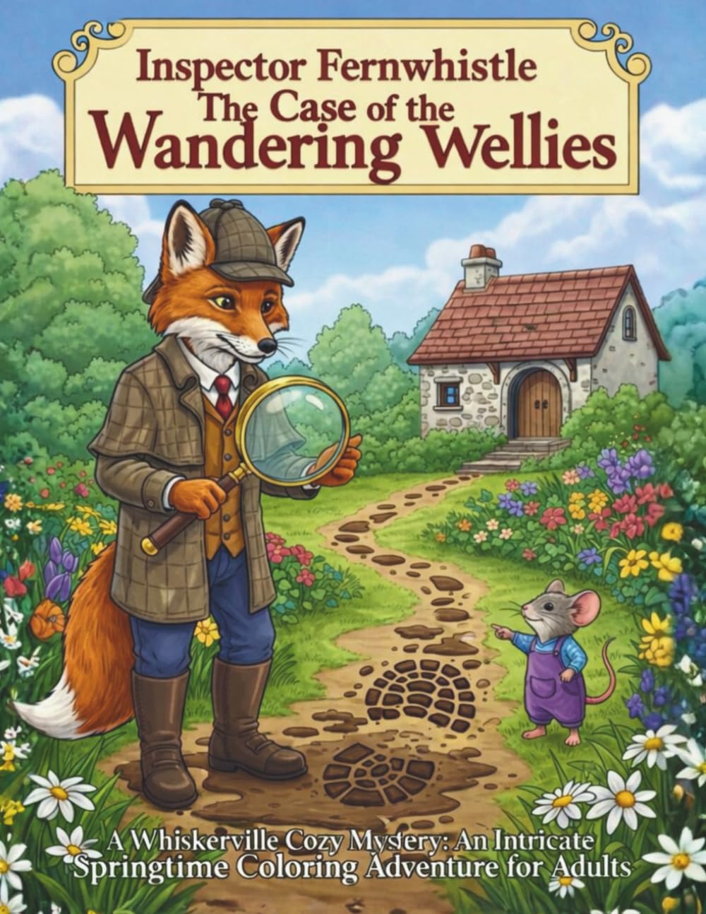 The Case of the Wandering Wellies: A Whiskerville Cozy Mystery: An Intricate Springtime Coloring Adventure for Adults (Whiskerville Mysteries - ... Coloring books with cozy detective story)