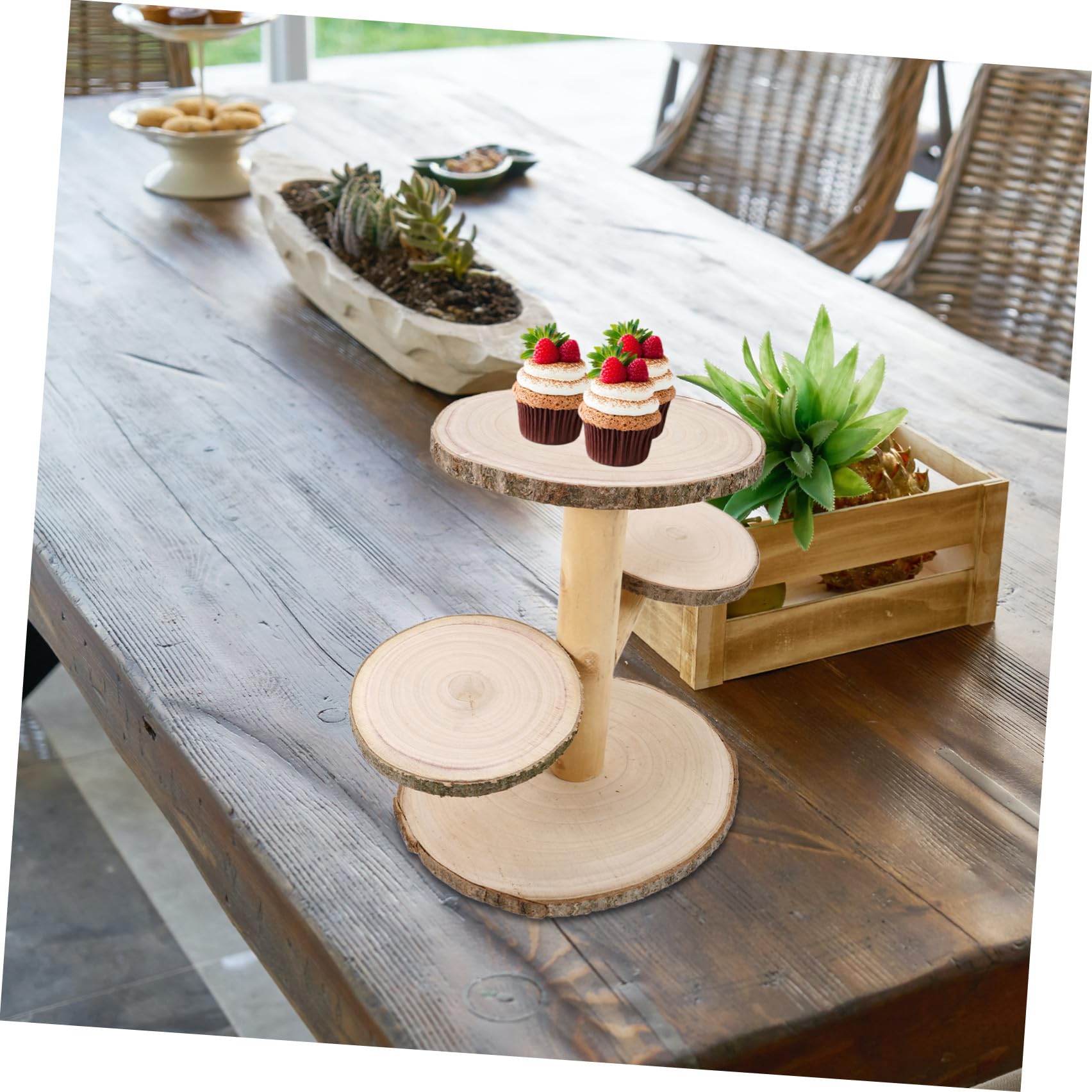 IMIKEYA Présentoir à Cupcakes de Mariage en Bois 4 Étages, Style Campagnard, Support Circulaire pour Gâteaux et Desserts, pour Tables de Fête