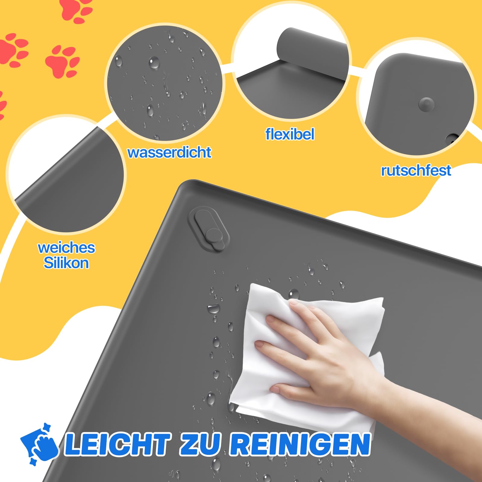 Grandi tappetini PIPI per cani 64 x 92 cm, 40 cuscinetti per allenamento per cani con tappetino in silicone antiscivolo, a 5 strati, ad asciugatura rapida