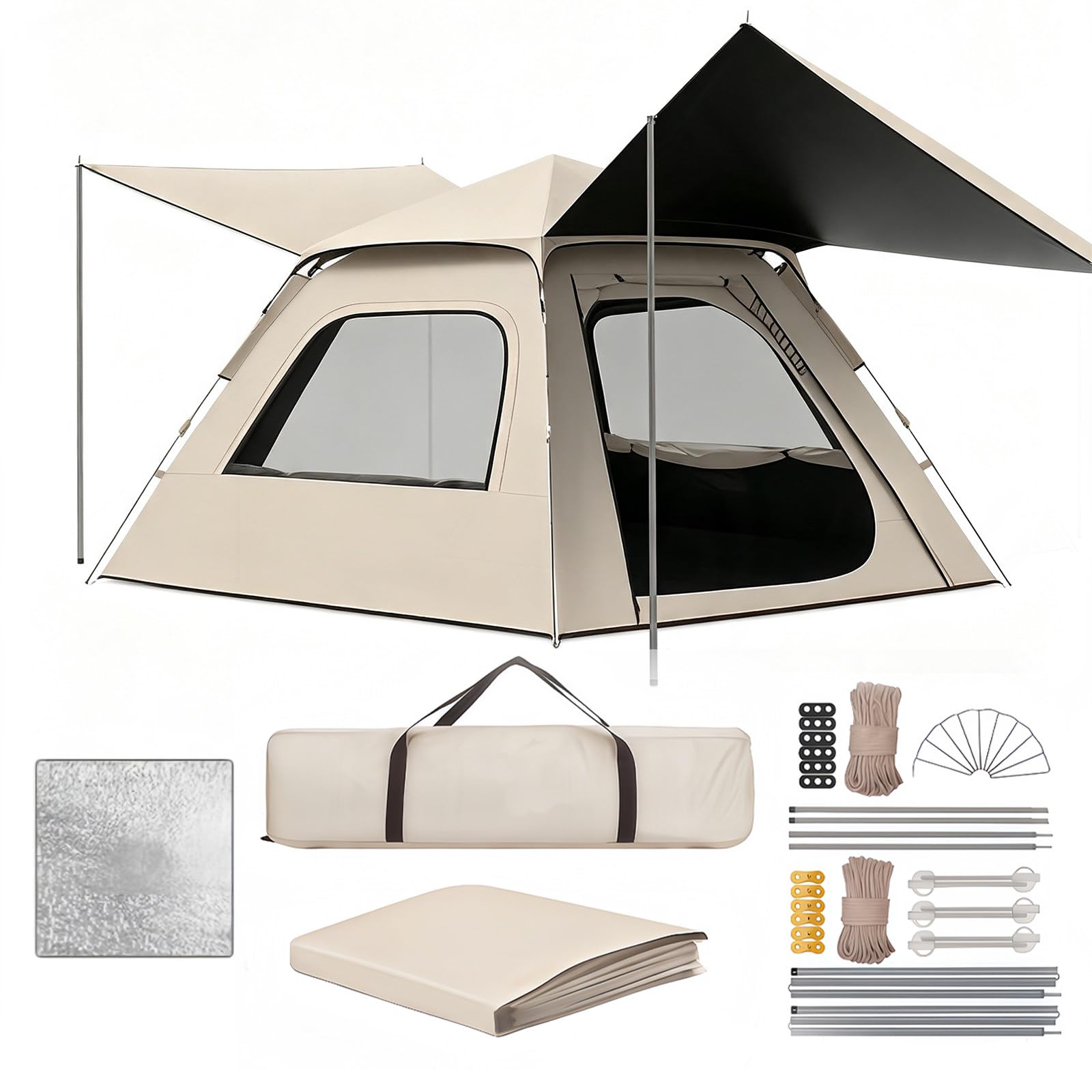 Namiot Kempingowy 2w1 Z Zadaszeniem, Rodzinny Namiot Na Camping 4–6Person