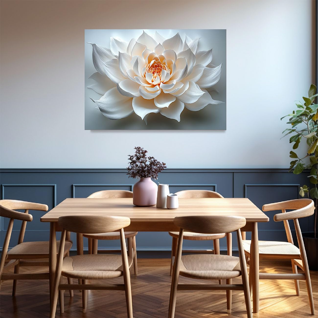 TODOAA Cuadro Abstracto Lienzo Plantas naturales flores blanco y negro Cuadros Decoracion Salon Lienzo, Dormitorios Para Comedor Pasillo Cocina Y Baño（Blanco-80x120cm Sin marco