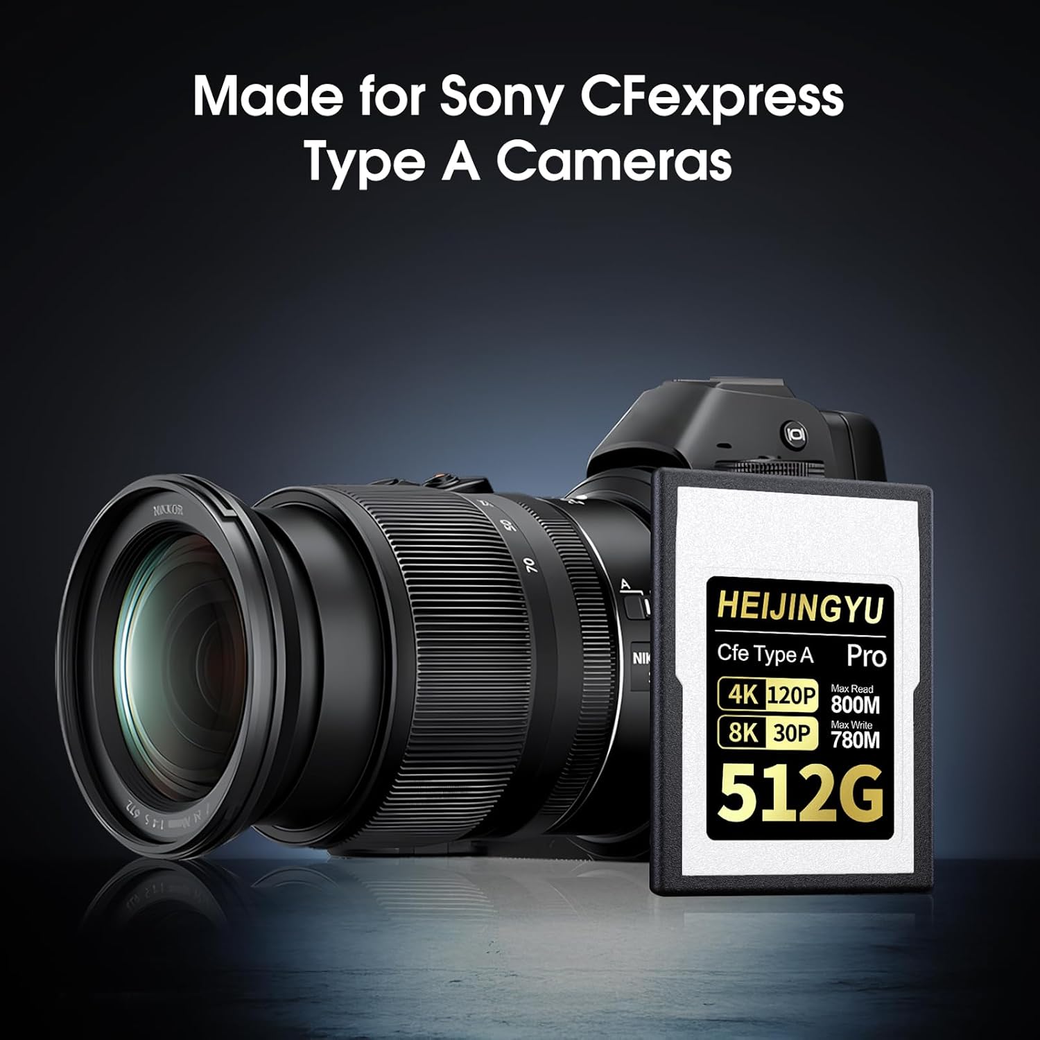 512GB CFexpress Type A High Performance Memory Card Professional Grade, Up to 800MB/s Read Speed and 780MB/s Write Speed for 4K 120P, 8K 30P Recording for Sony Alpha & FX Cameras